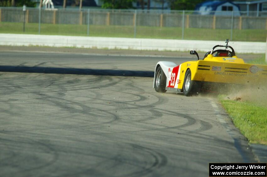 Dave Glodowski's Spec Racer Ford goes wide at turn 12.