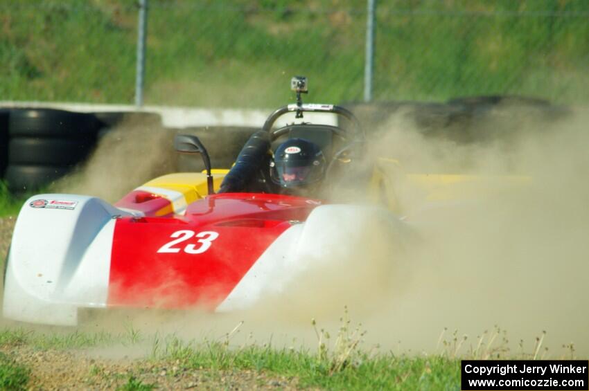 Dave Glodowski's Spec Racer Ford spins off course at turn 12.