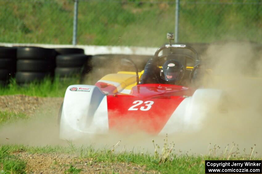 Dave Glodowski's Spec Racer Ford spins off course at turn 12.