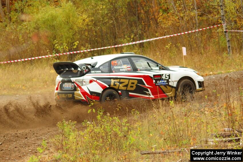 Grzegorz Bugaj / Ela Dziubanski Subaru WRX STi comes through the spectator point on SS9, Arvon-Silver I.