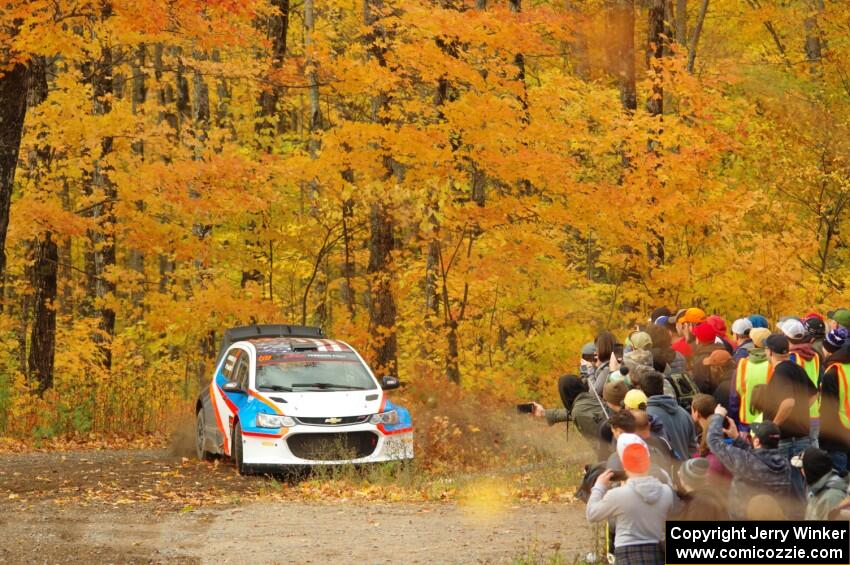 Pat Moro / Ole Holter Chevy Sonic comes through the spectator point on SS9, Arvon-Silver I.