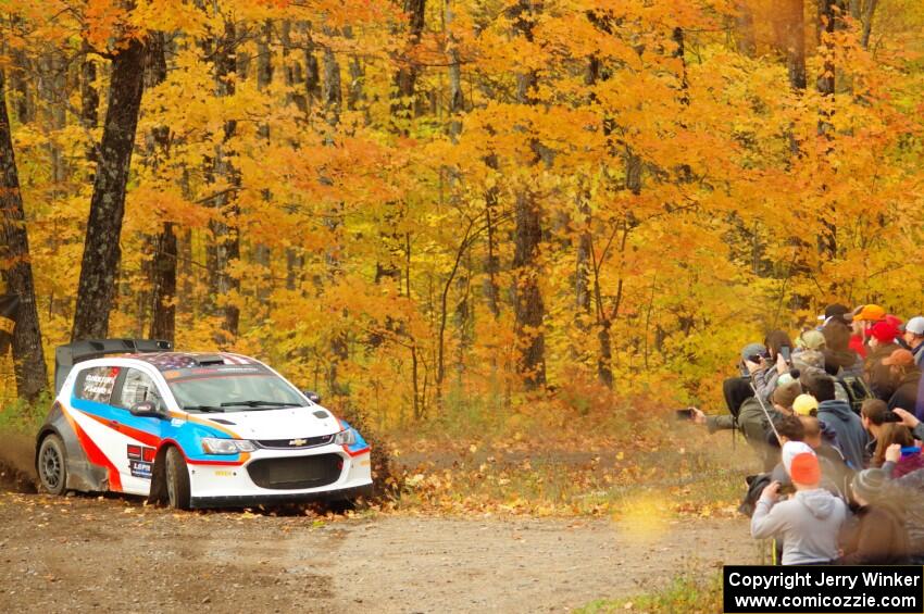 Pat Moro / Ole Holter Chevy Sonic comes through the spectator point on SS9, Arvon-Silver I.