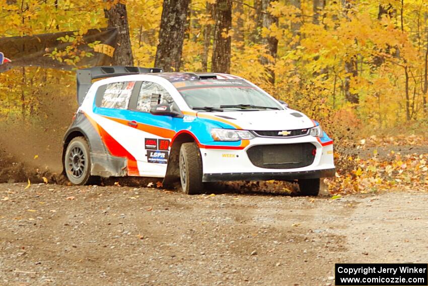 Pat Moro / Ole Holter Chevy Sonic comes through the spectator point on SS9, Arvon-Silver I.