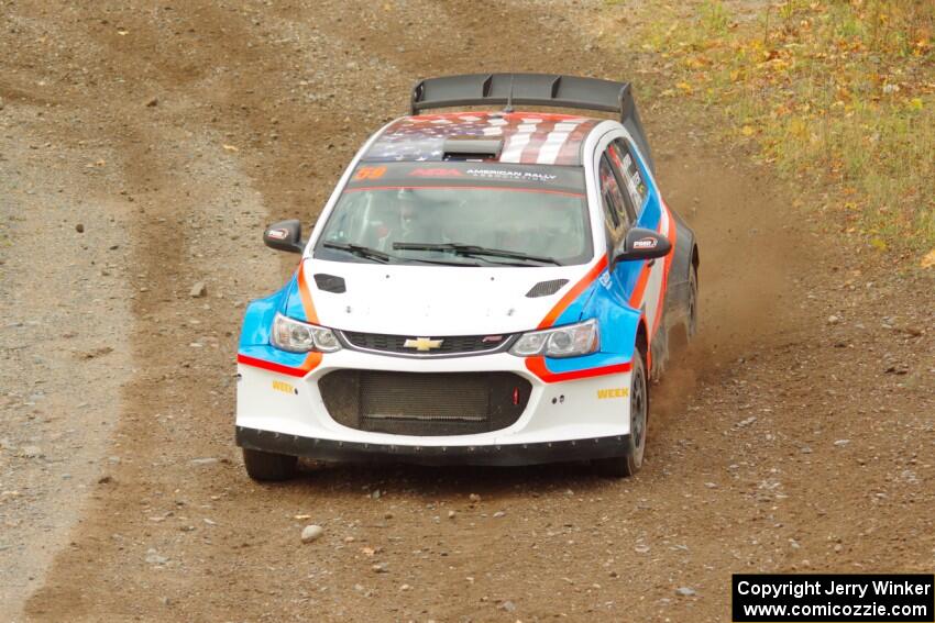 Pat Moro / Ole Holter Chevy Sonic comes through the spectator point on SS9, Arvon-Silver I.