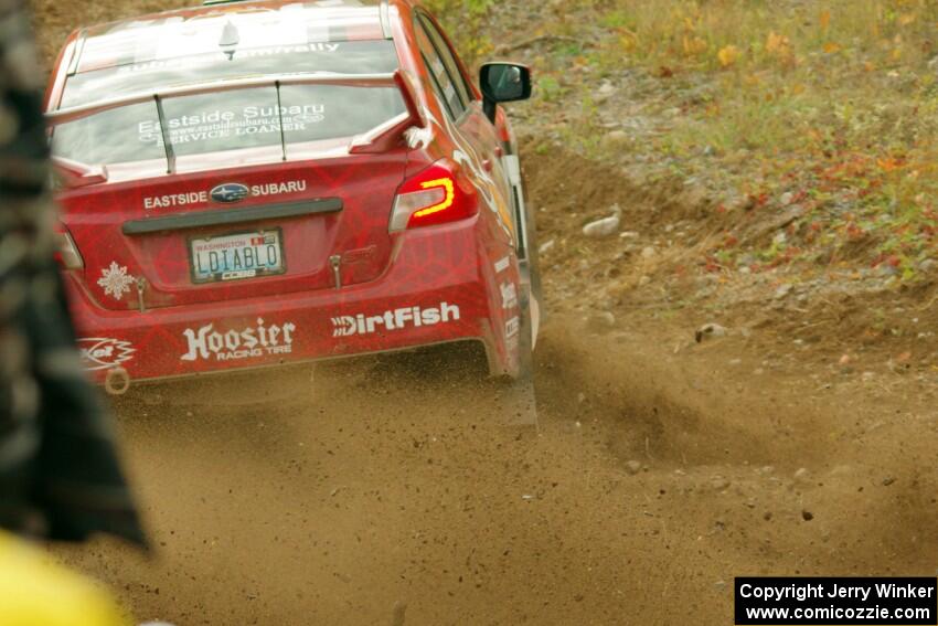 Matt Dickinson / Daniel Piker Subaru WRX STi comes through the spectator point on SS9, Arvon-Silver I.