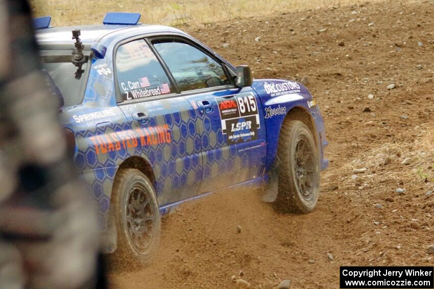 Zach Whitebread / Cameron Carr Subaru WRX STi comes through the spectator point on SS9, Arvon-Silver I.