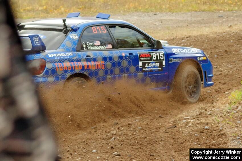 Zach Whitebread / Cameron Carr Subaru WRX STi comes through the spectator point on SS9, Arvon-Silver I.