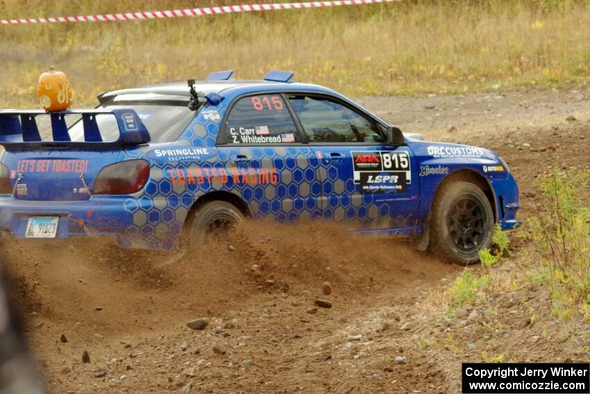 Zach Whitebread / Cameron Carr Subaru WRX STi comes through the spectator point on SS9, Arvon-Silver I.