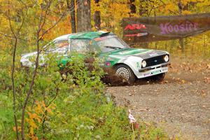 Seamus Burke / Martin Brady Ford Escort Mk. II slides to a stop at the spectator point on SS9, Arvon-Silver I.