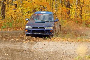 Jimmy Pelizzari / Kate Stevens Subaru Impreza comes through the spectator point on SS9, Arvon-Silver I.