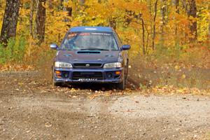 Jimmy Pelizzari / Kate Stevens Subaru Impreza comes through the spectator point on SS9, Arvon-Silver I.