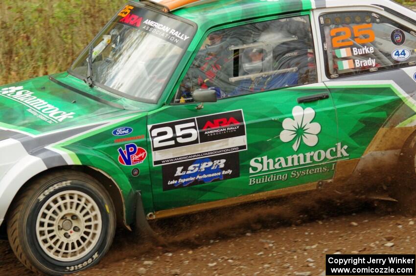 Seamus Burke / Martin Brady Ford Escort Mk. II comes through the spectator point on SS9, Arvon-Silver I.