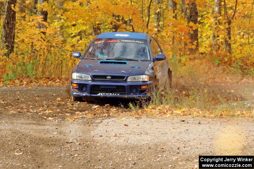 Jimmy Pelizzari / Kate Stevens Subaru Impreza comes through the spectator point on SS9, Arvon-Silver I.