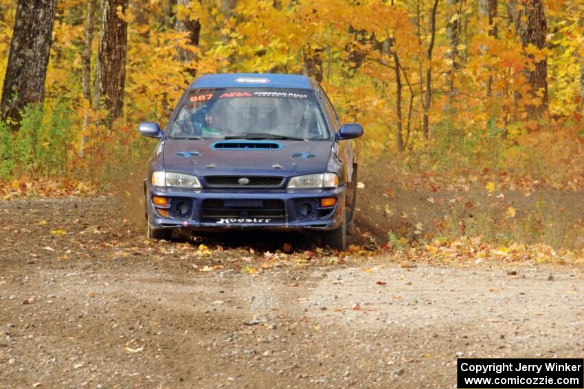 Jimmy Pelizzari / Kate Stevens Subaru Impreza comes through the spectator point on SS9, Arvon-Silver I.