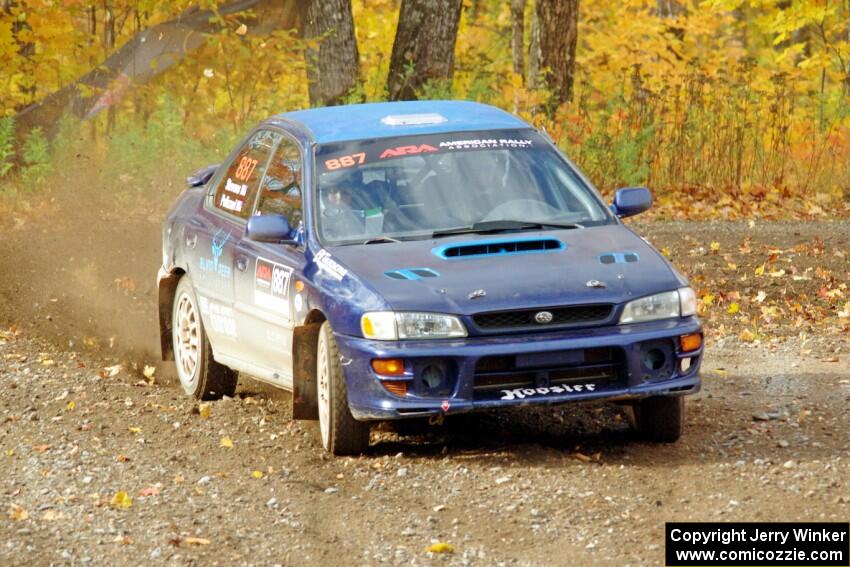 Jimmy Pelizzari / Kate Stevens Subaru Impreza comes through the spectator point on SS9, Arvon-Silver I.