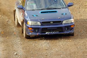 Jimmy Pelizzari / Kate Stevens Subaru Impreza comes through the spectator point on SS9, Arvon-Silver I.