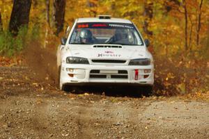 Blake Lind / Tricia Lind Subaru Impreza comes through the spectator point on SS9, Arvon-Silver I.