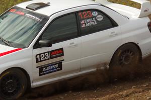 Mike Engle / Brian Arpke Subaru WRX STi comes through the spectator point on SS9, Arvon-Silver I.