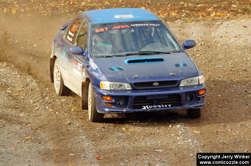 Jimmy Pelizzari / Kate Stevens Subaru Impreza comes through the spectator point on SS9, Arvon-Silver I.