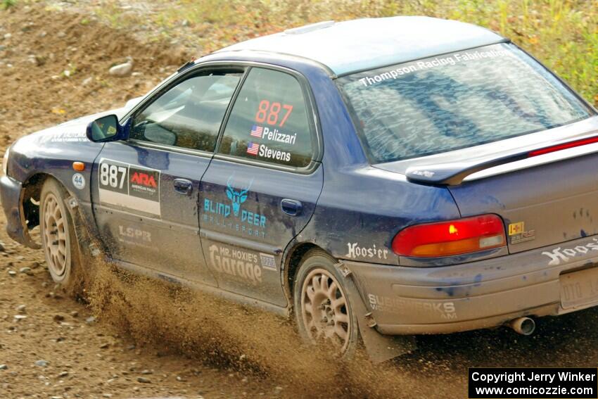 Jimmy Pelizzari / Kate Stevens Subaru Impreza comes through the spectator point on SS9, Arvon-Silver I.