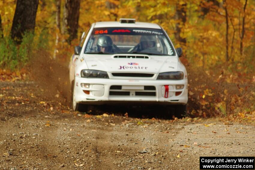 Blake Lind / Tricia Lind Subaru Impreza comes through the spectator point on SS9, Arvon-Silver I.