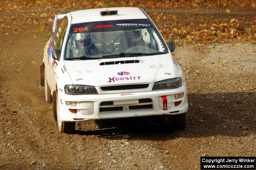 Blake Lind / Tricia Lind Subaru Impreza comes through the spectator point on SS9, Arvon-Silver I.