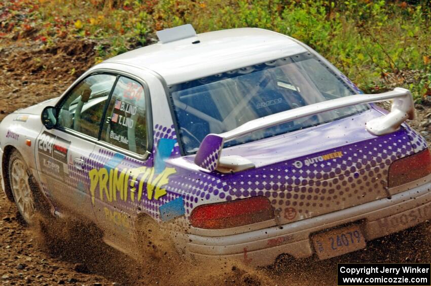 Blake Lind / Tricia Lind Subaru Impreza comes through the spectator point on SS9, Arvon-Silver I.