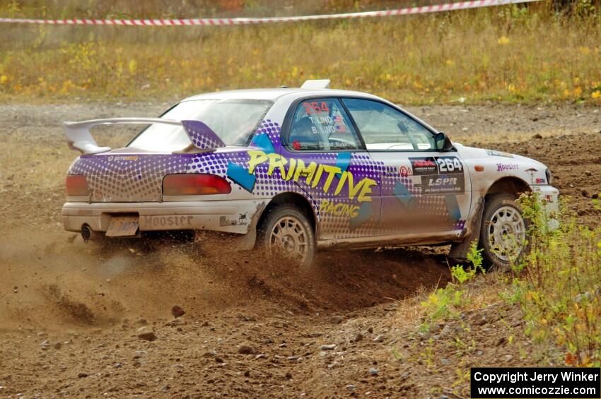 Blake Lind / Tricia Lind Subaru Impreza comes through the spectator point on SS9, Arvon-Silver I.