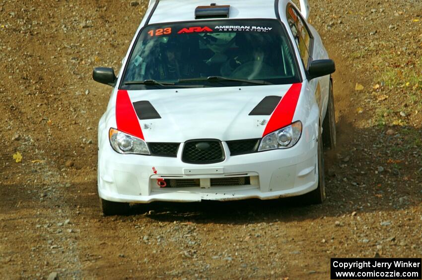 Mike Engle / Brian Arpke Subaru WRX STi comes through the spectator point on SS9, Arvon-Silver I.