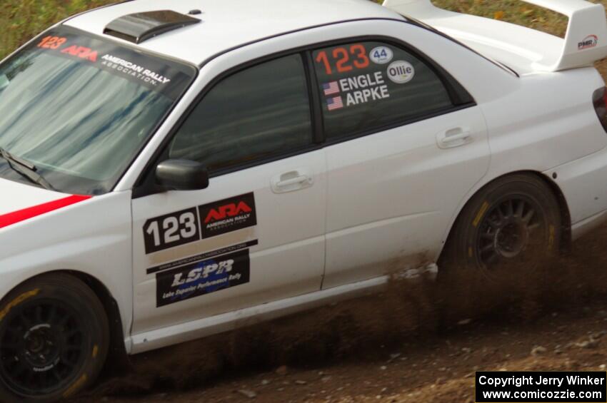 Mike Engle / Brian Arpke Subaru WRX STi comes through the spectator point on SS9, Arvon-Silver I.