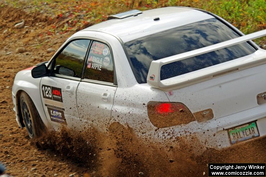 Mike Engle / Brian Arpke Subaru WRX STi comes through the spectator point on SS9, Arvon-Silver I.