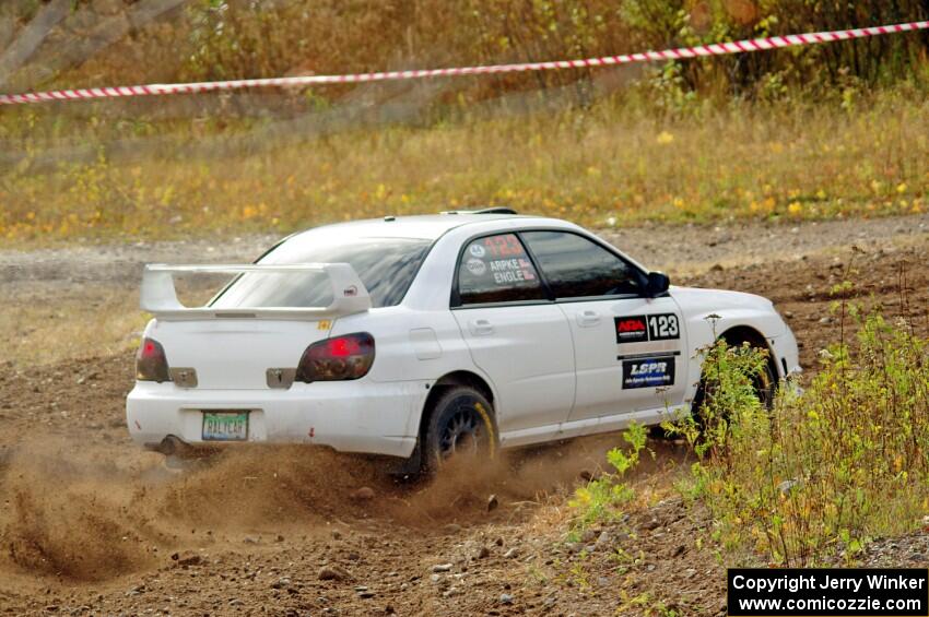 Mike Engle / Brian Arpke Subaru WRX STi comes through the spectator point on SS9, Arvon-Silver I.