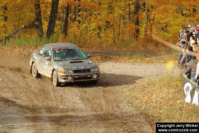 Jordan Locher / Tom Addison Subaru Impreza 2.5RS comes through the spectator point on SS9, Arvon-Silver I.