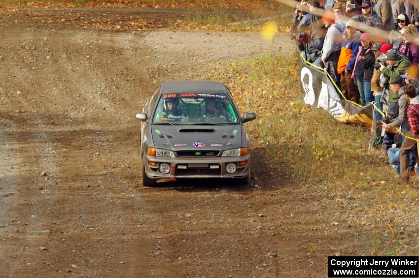 Jordan Locher / Tom Addison Subaru Impreza 2.5RS comes through the spectator point on SS9, Arvon-Silver I.