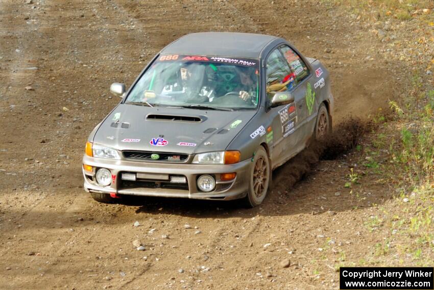 Jordan Locher / Tom Addison Subaru Impreza 2.5RS comes through the spectator point on SS9, Arvon-Silver I.