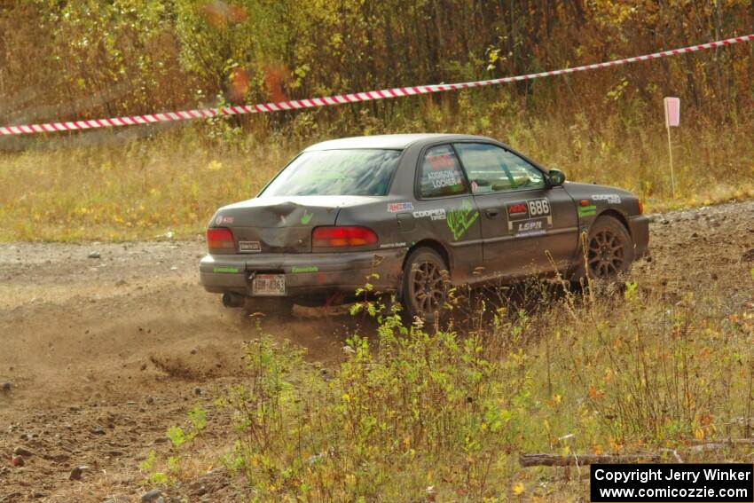 Jordan Locher / Tom Addison Subaru Impreza 2.5RS comes through the spectator point on SS9, Arvon-Silver I.