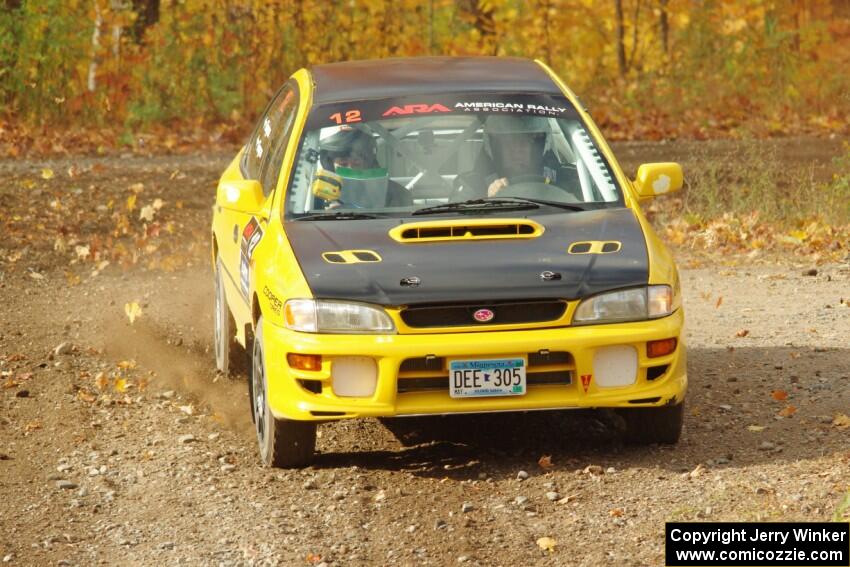 Steve Gingras / Katie Gingras Subaru Impreza comes through the spectator point on SS9, Arvon-Silver I.