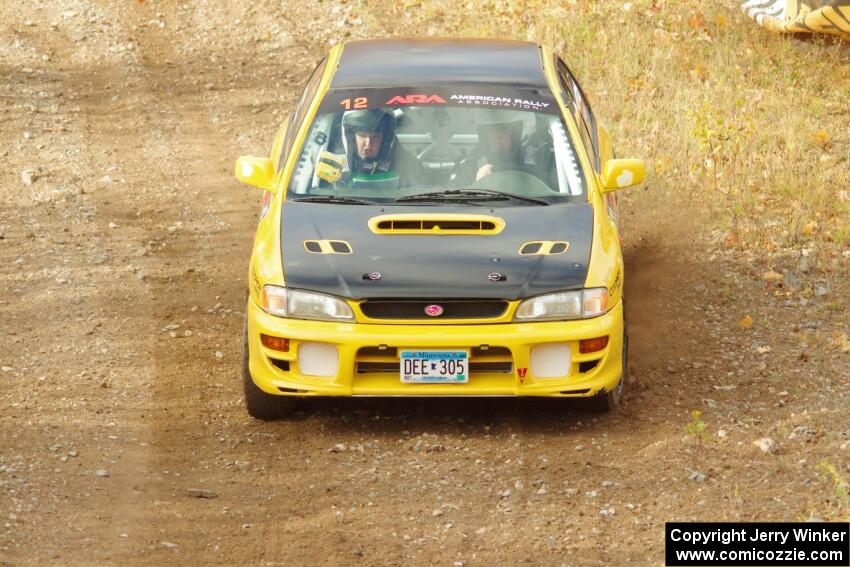 Steve Gingras / Katie Gingras Subaru Impreza comes through the spectator point on SS9, Arvon-Silver I.