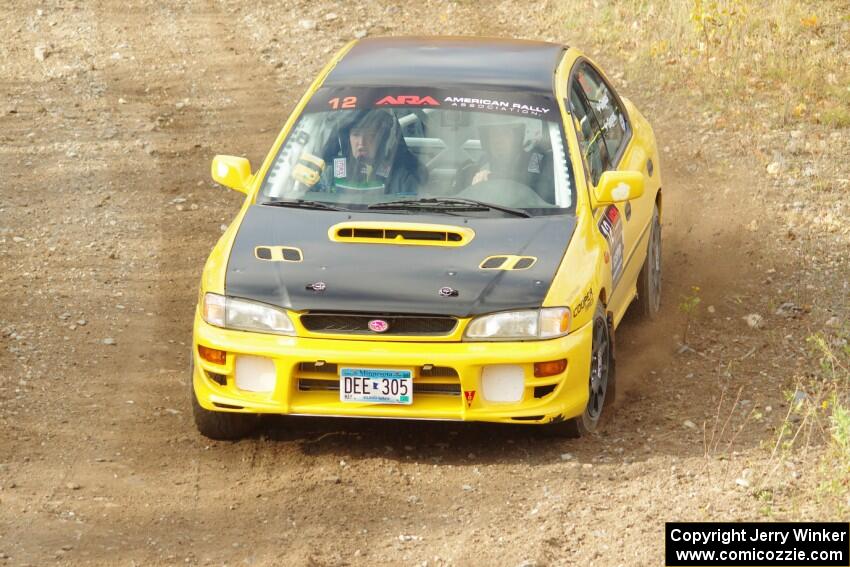 Steve Gingras / Katie Gingras Subaru Impreza comes through the spectator point on SS9, Arvon-Silver I.