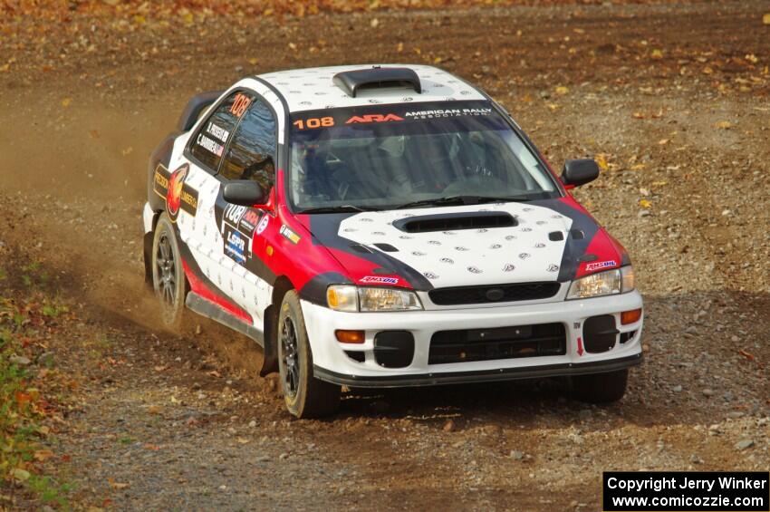 Chris Barribeau / Bryce Proseus Subaru Impreza comes through the spectator point on SS9, Arvon-Silver I.