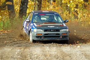 Dylan Helferich / Drake Dunigan Subaru Impreza comes through the spectator point on SS9, Arvon-Silver I.