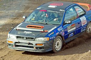 Dylan Helferich / Drake Dunigan Subaru Impreza comes through the spectator point on SS9, Arvon-Silver I.