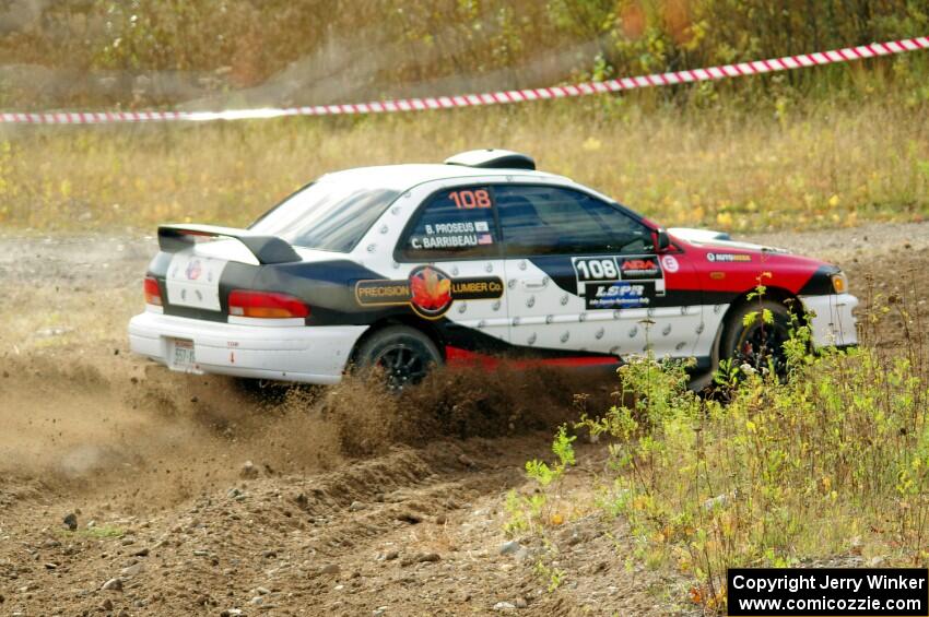 Chris Barribeau / Bryce Proseus Subaru Impreza comes through the spectator point on SS9, Arvon-Silver I.