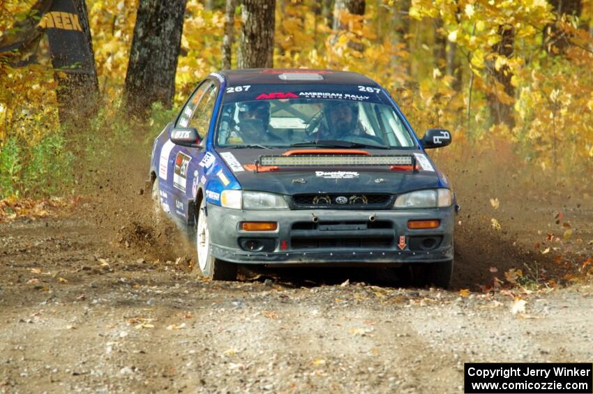 Dylan Helferich / Drake Dunigan Subaru Impreza comes through the spectator point on SS9, Arvon-Silver I.