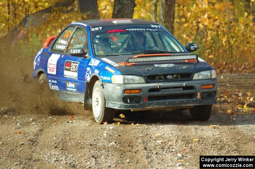 Dylan Helferich / Drake Dunigan Subaru Impreza comes through the spectator point on SS9, Arvon-Silver I.