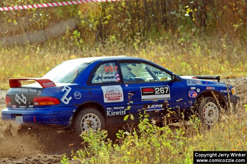 Dylan Helferich / Drake Dunigan Subaru Impreza comes through the spectator point on SS9, Arvon-Silver I.