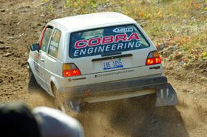 Adam VanDamme / Jake Carlson VW Golf comes through the spectator point on SS9, Arvon-Silver I.