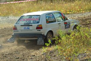 Adam VanDamme / Jake Carlson VW Golf comes through the spectator point on SS9, Arvon-Silver I.