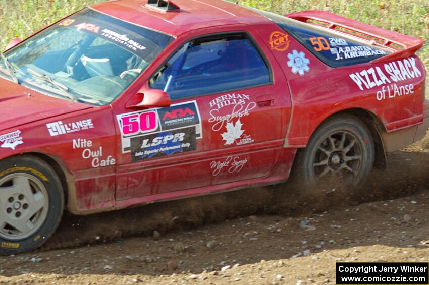 Al Dantes, Jr. / Joel Krumbach Mazda RX-7 LS comes through the spectator point on SS9, Arvon-Silver I.