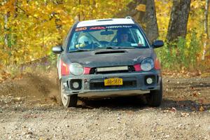 Greg Healey / Cindy Krolikowski Subaru Impeza Outback Sport comes through the spectator point on SS9, Arvon-Silver I.